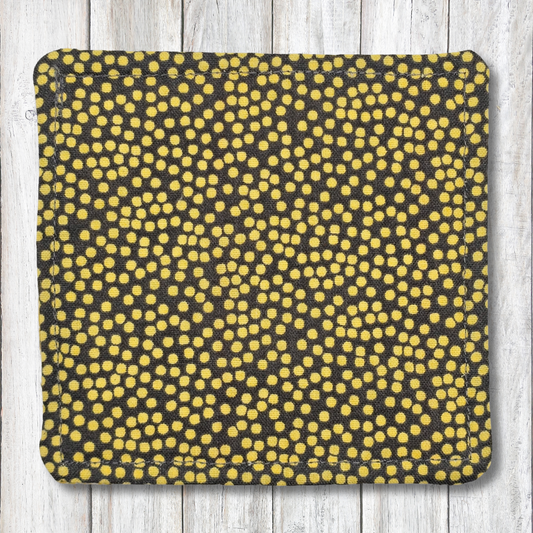 Bee and medallion fabric coasters - Moon Cabin Creations