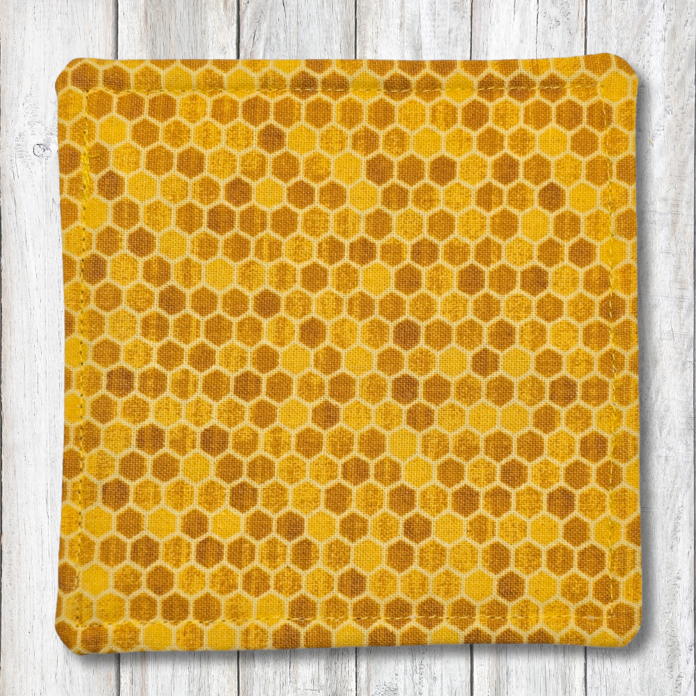 Bee and floral fabric coasters - Moon Cabin Creations