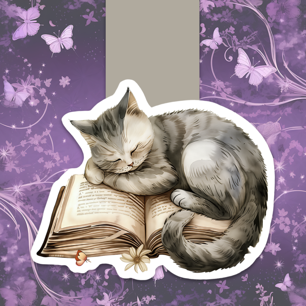 Sleepy Cat magnetic bookmark