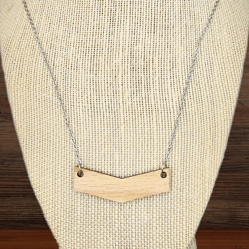 Maple hardwood single chevron necklace - Moon Cabin Creations