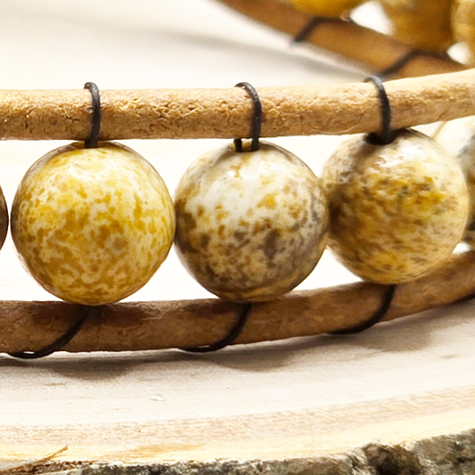 Picture jasper single wrap leather bracelet
