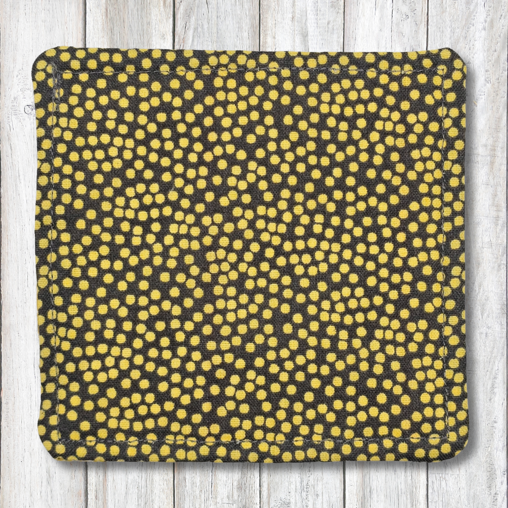 Bee and medallion fabric coasters - Moon Cabin Creations