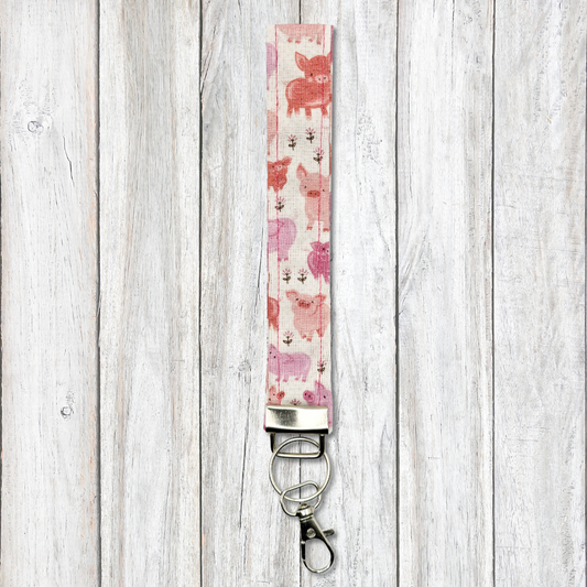 Pink piggies keyfob wristlet
