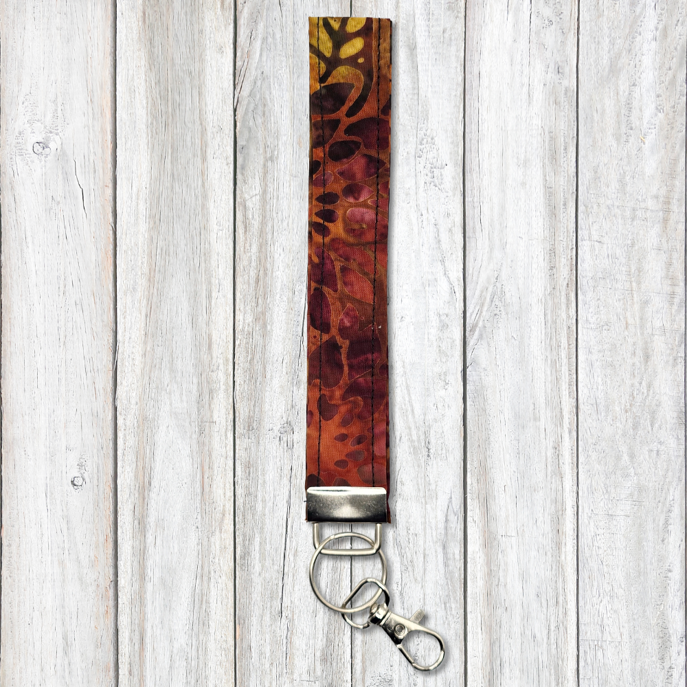 Sunflower batik keyfob wristlet