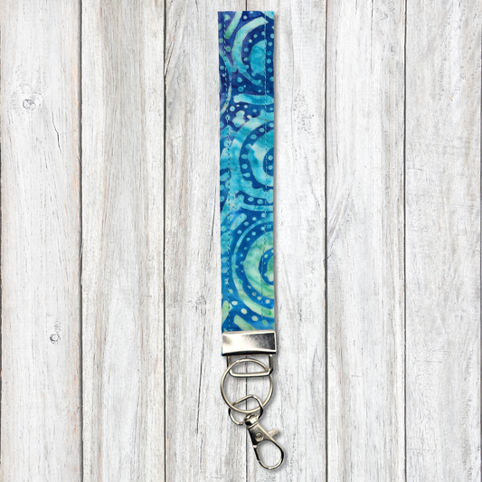 Turquoise swirl batik keyfob wristlet
