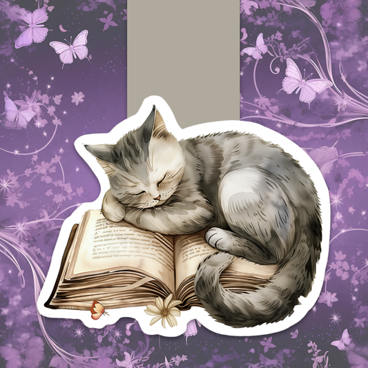 Sleepy Cat magnetic bookmark
