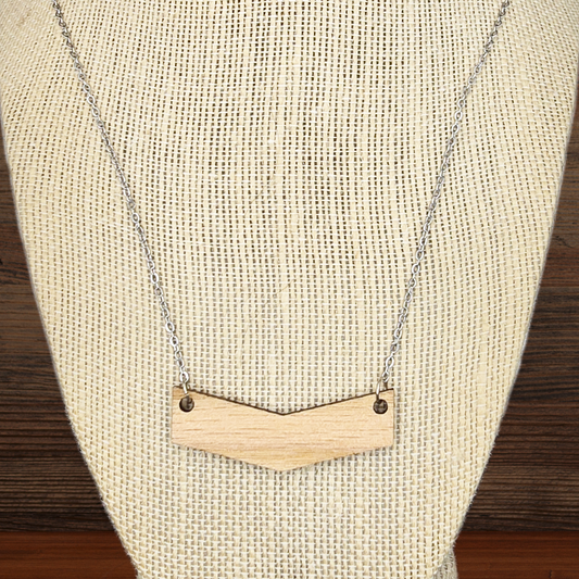 Maple hardwood single chevron necklace - Moon Cabin Creations