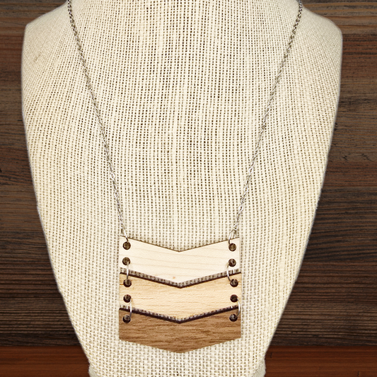 Triple chevron hardwood necklace - Moon Cabin Creations