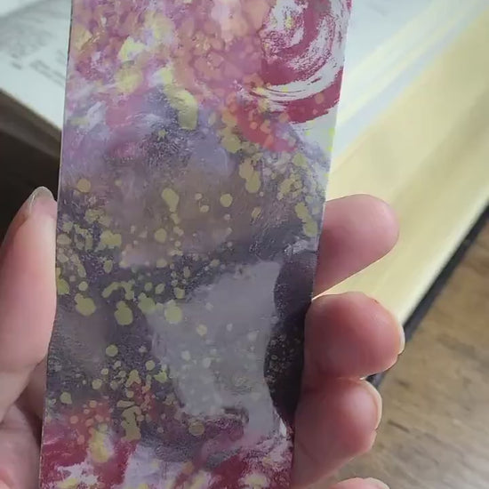 Multicolor splatter laminated bookmark