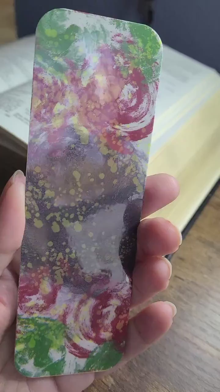 Multicolor splatter laminated bookmark