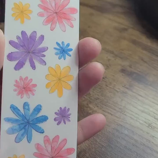 Colorful flower laminated bookmark