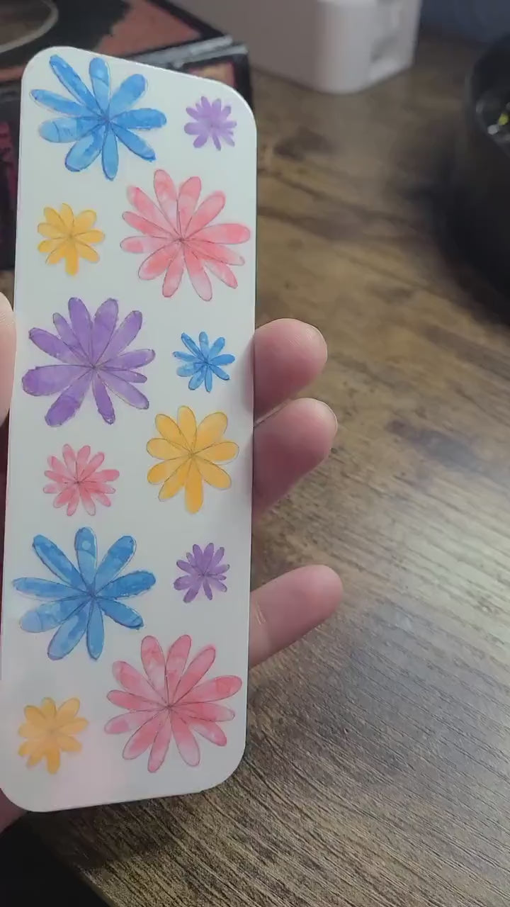 Colorful flower laminated bookmark