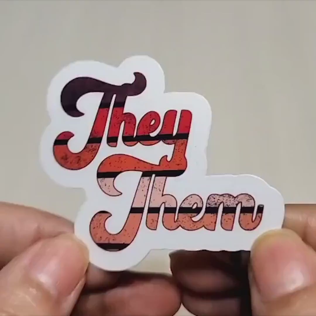 Retro pronoun vinyl stickers