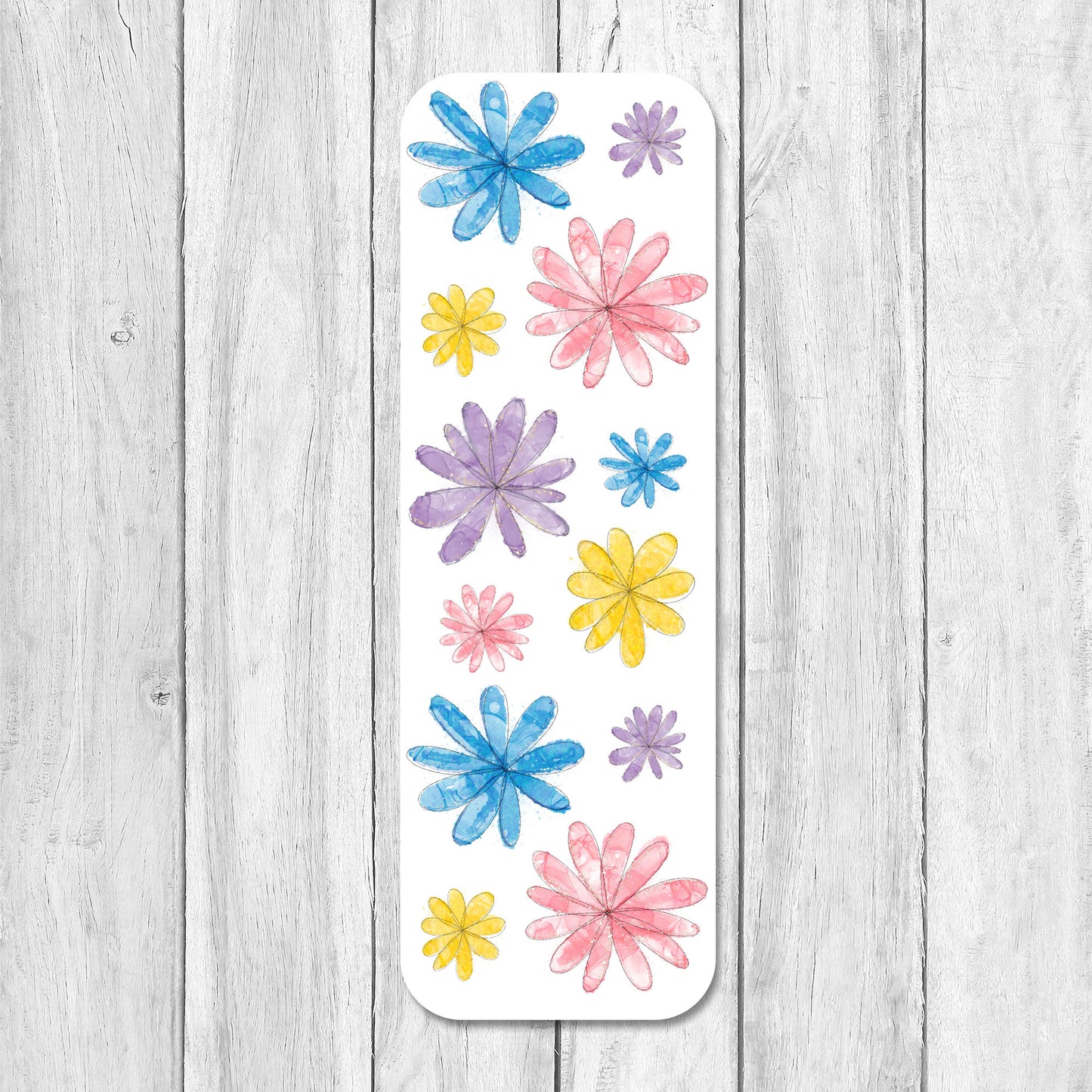 Colorful flower watercolor laminated bookmark