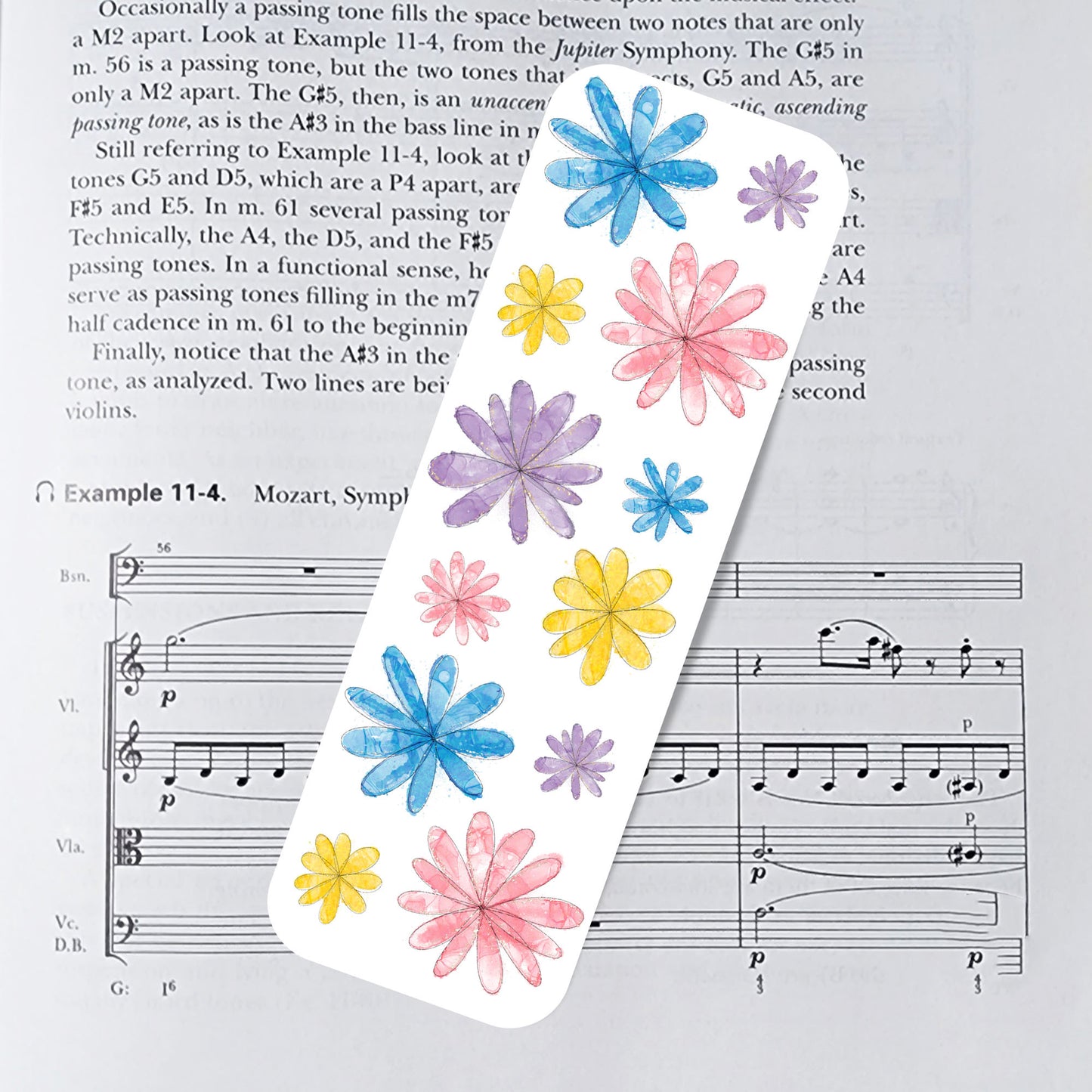 Colorful flower watercolor laminated bookmark