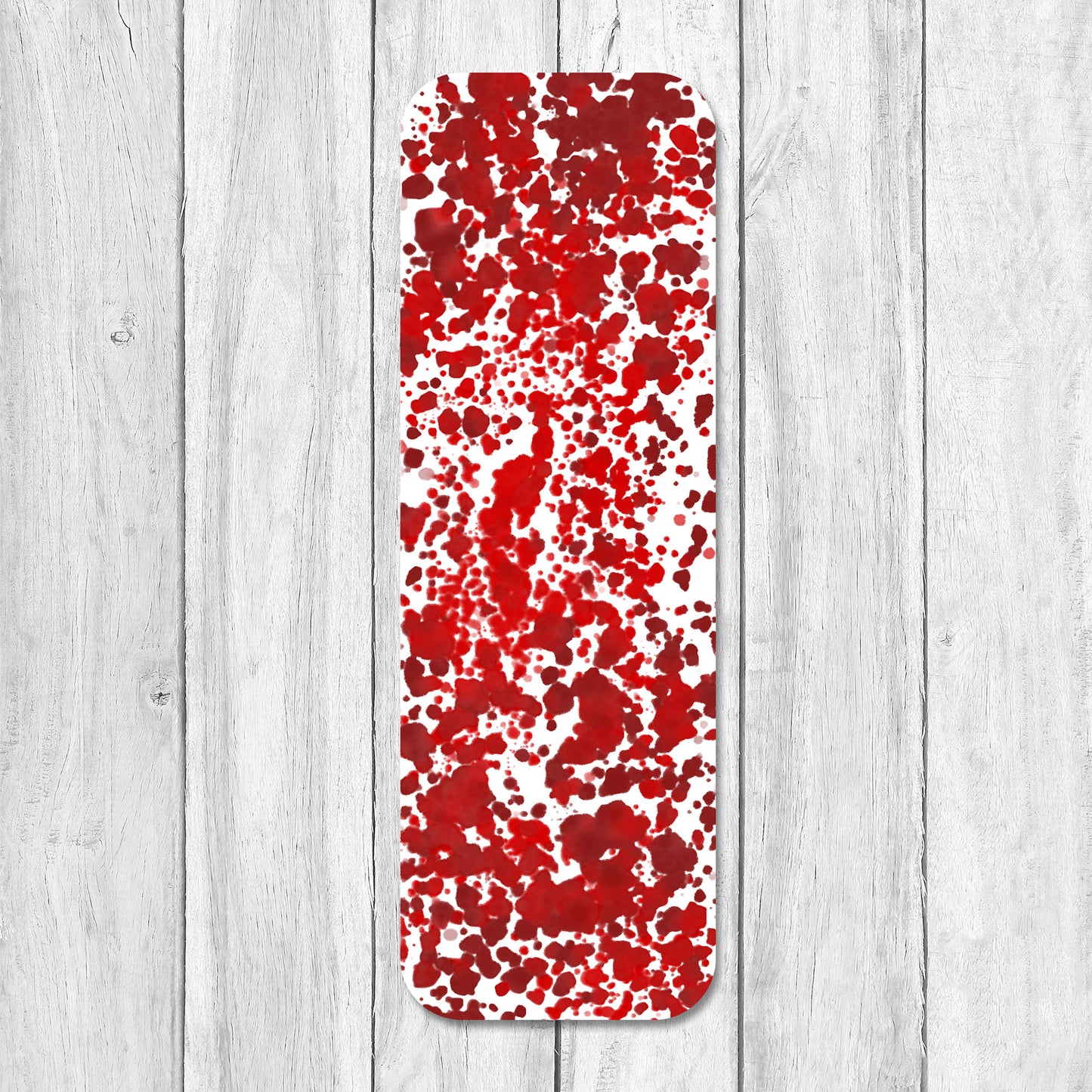 Red splatter laminated bookmark