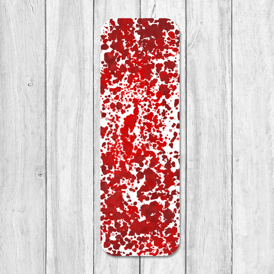 Red splatter laminated bookmark