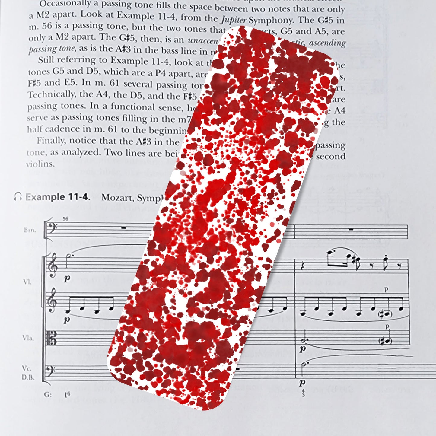 Red splatter laminated bookmark