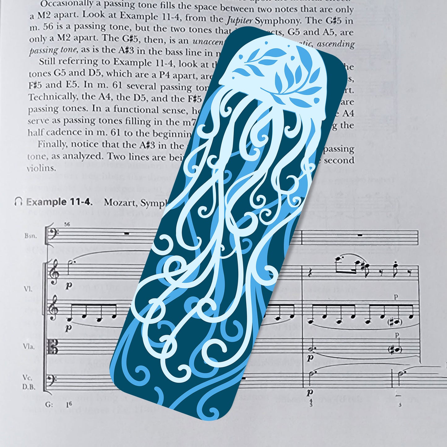 Shades of blue jellyfish laminated bookmark