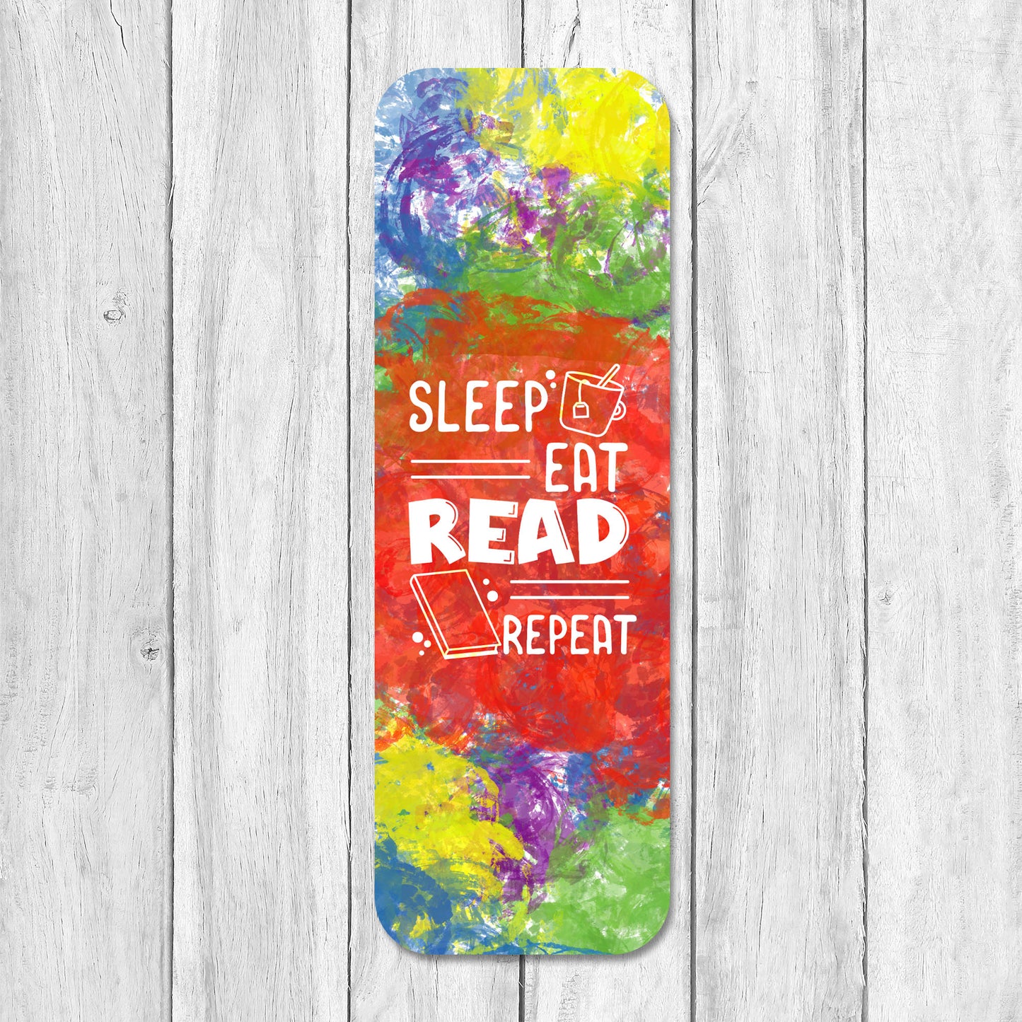 Sleep eat read repeat laminated bookmark