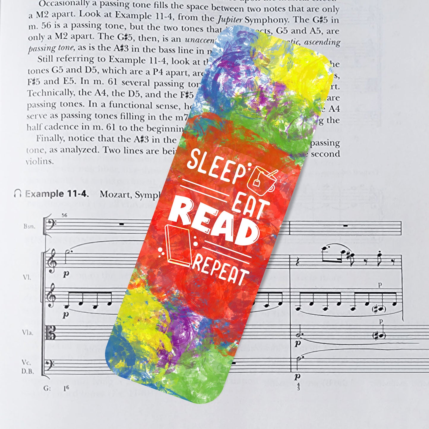 Sleep eat read repeat laminated bookmark