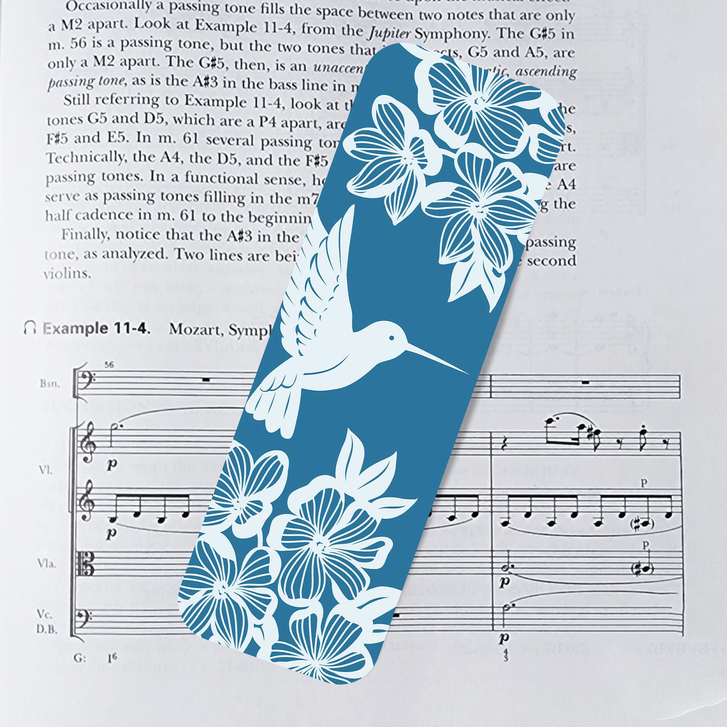 Shades of blue hummingbird laminated bookmark