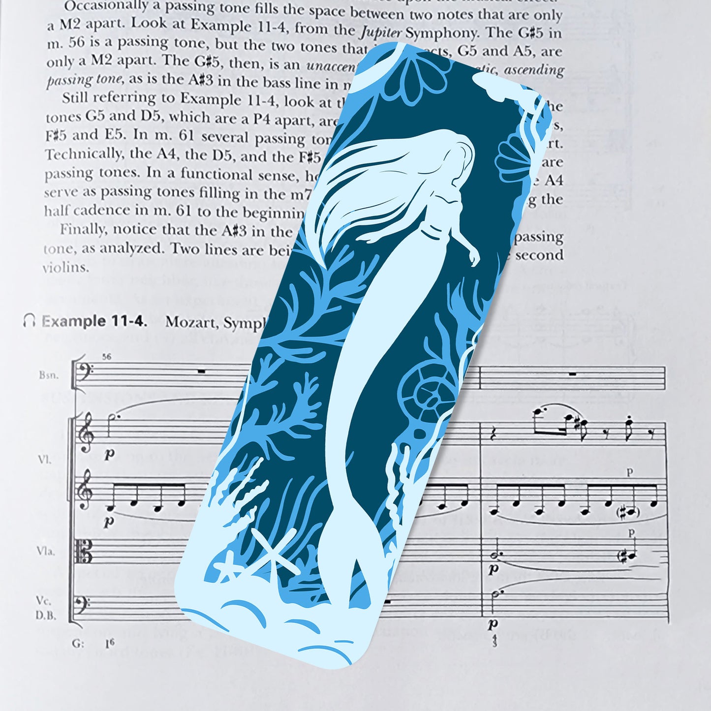 Shades of blue mermaid laminated bookmark