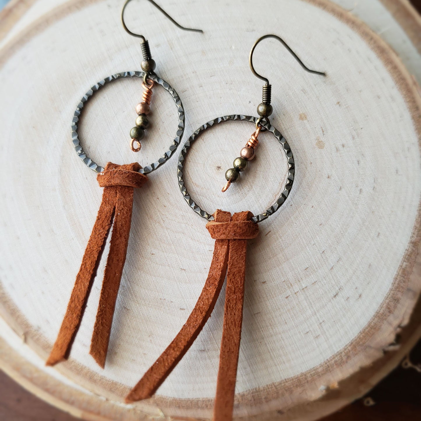 Suede leather dangle earrings