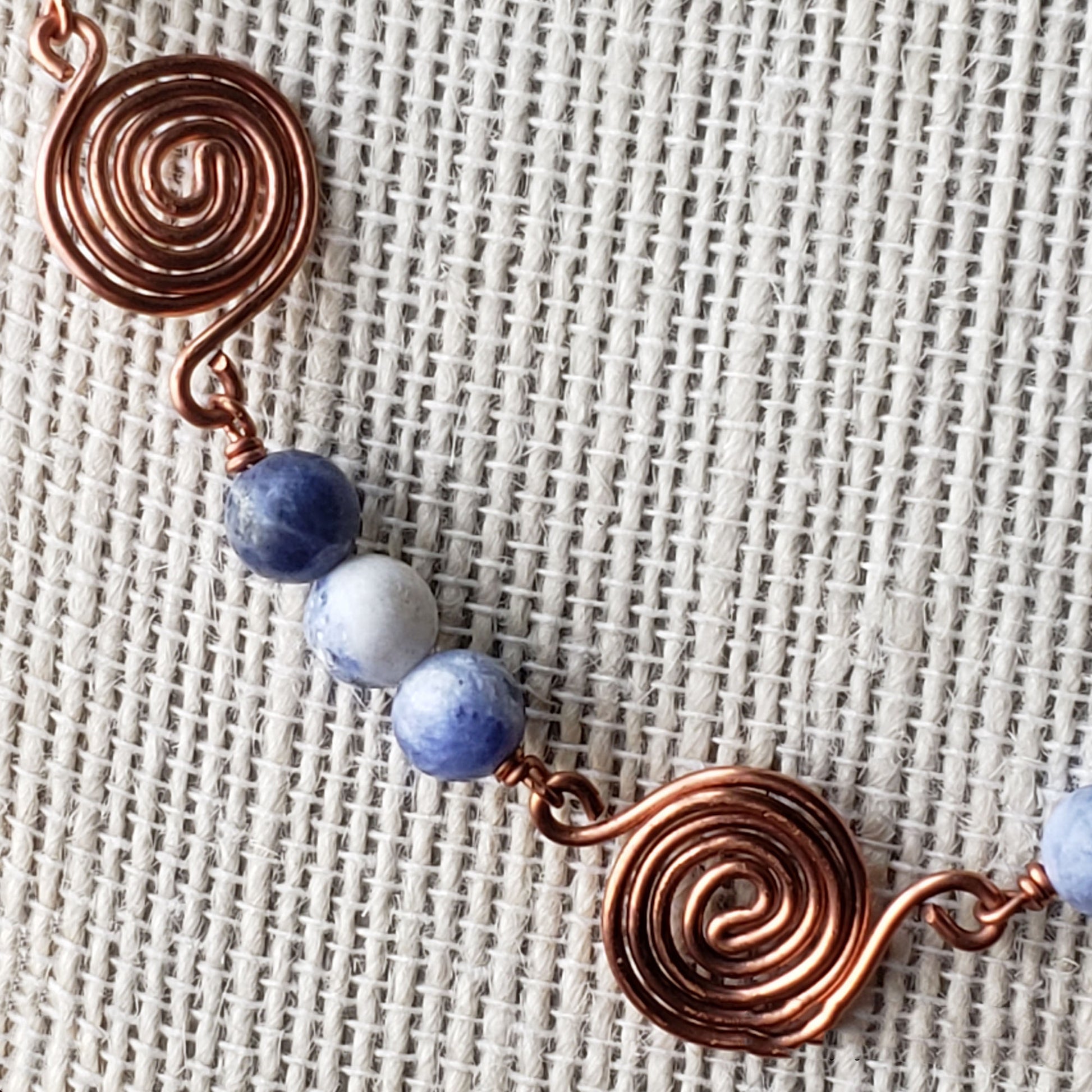 Sodalite and copper swirl statement necklace