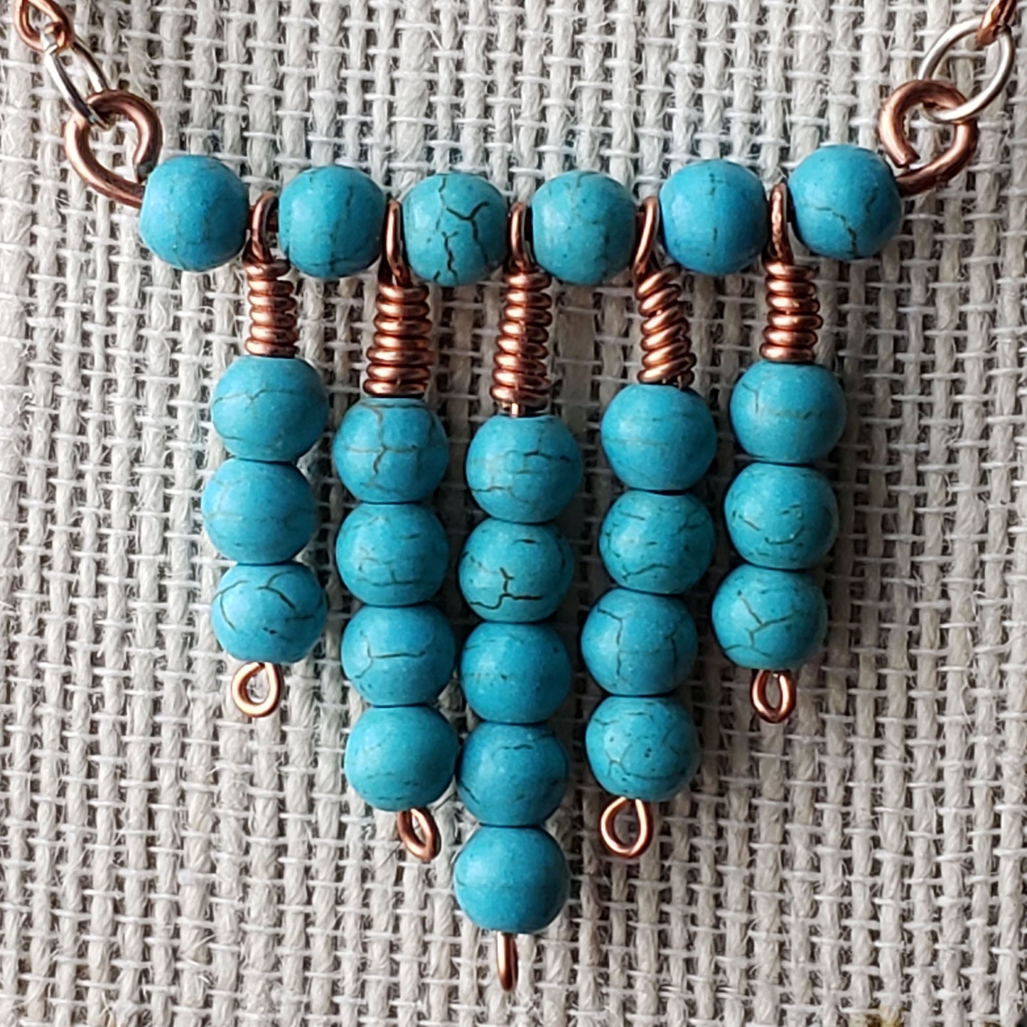 Turquoise howlite and copper statement necklace