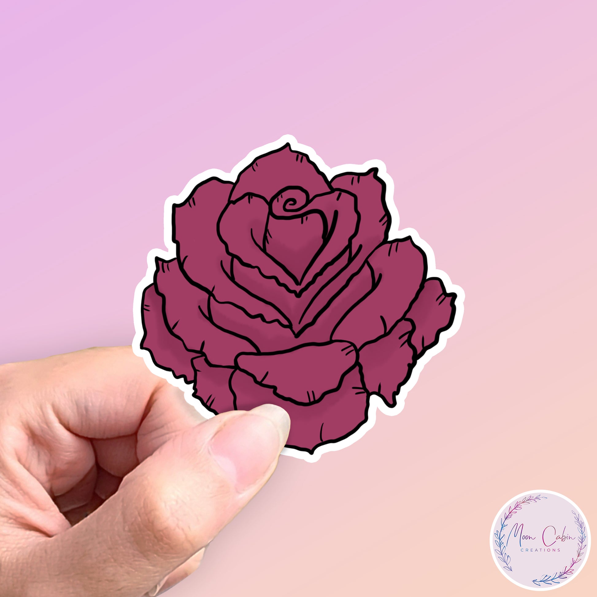 hand drawn rose vinyl sticker