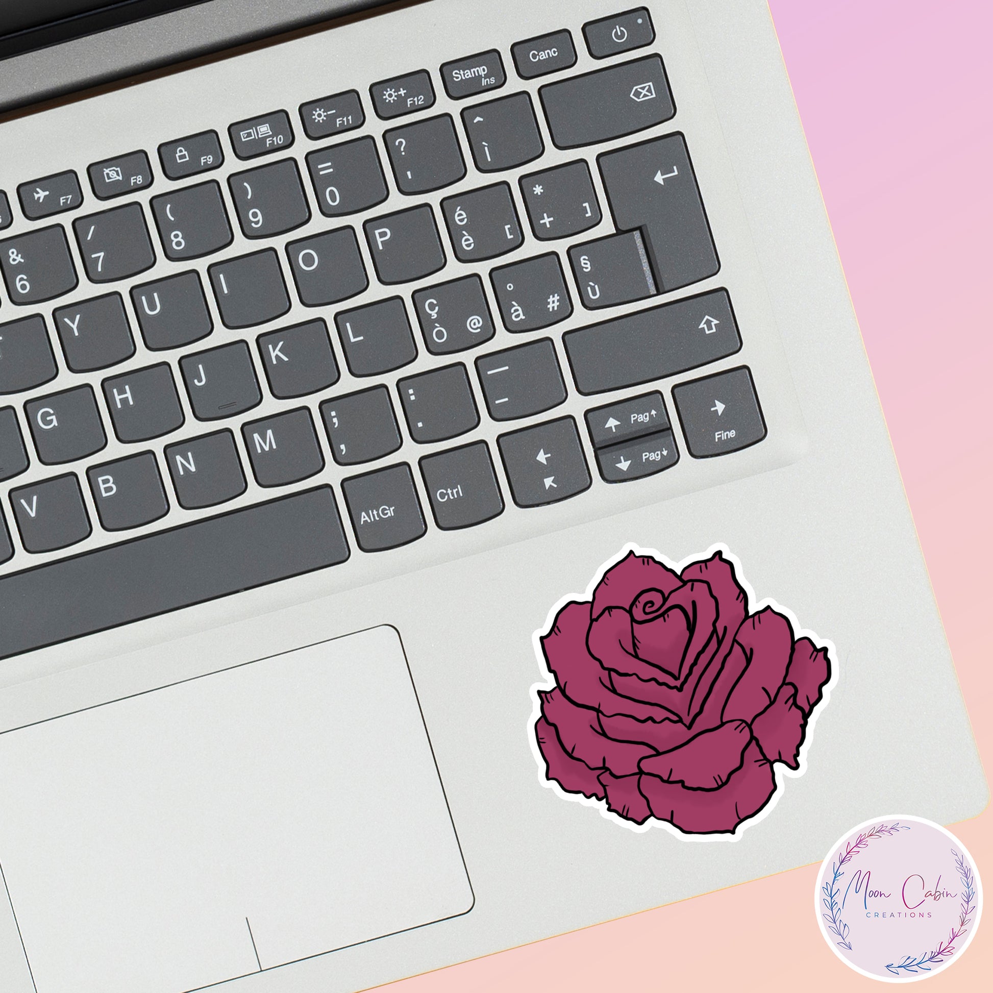 hand drawn rose vinyl sticker