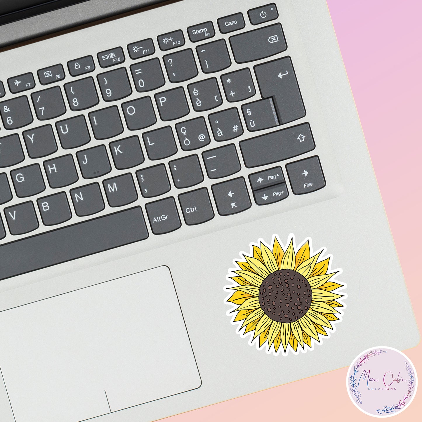 Sunflower hand drawn vinyl sticker for notebooks, journals, laptops