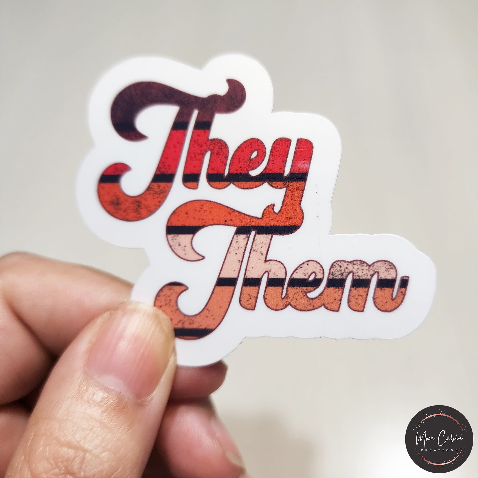 They them retro pronoun vinyl sticker